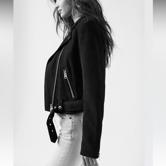 Wilfred Free Lennon Suede Biker Jacket in Black Sz Small ~NEW - Picture 4 of 7